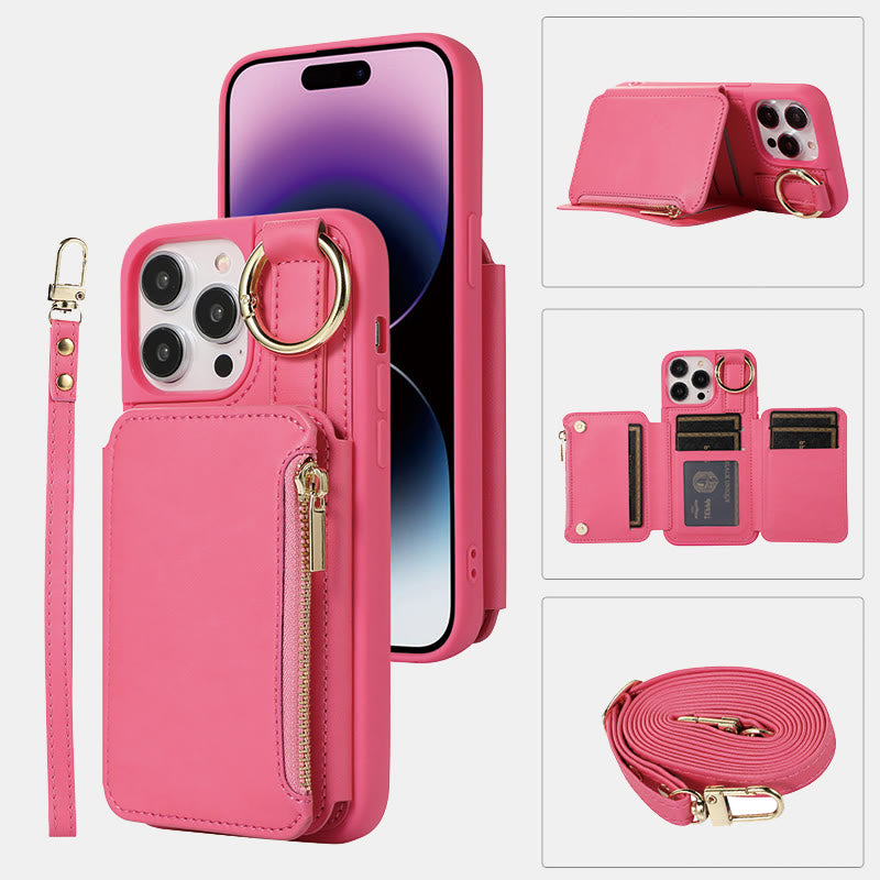 RFID Blocking Faux Leather Phone Case Wallet for iPhone 13/14/15/16