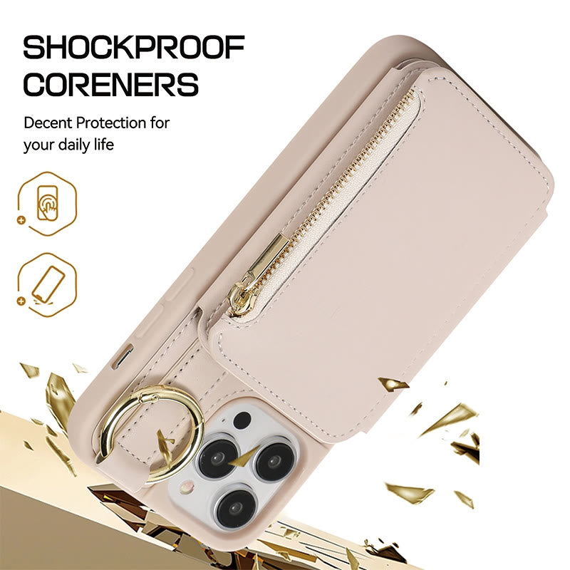 RFID Blocking Faux Leather Phone Case Wallet for iPhone 13/14/15/16