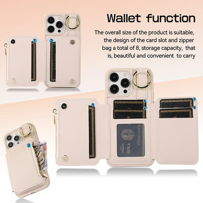 RFID Blocking Faux Leather Phone Case Wallet for iPhone 13/14/15/16