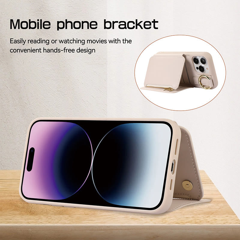 RFID Blocking Faux Leather Phone Case Wallet for iPhone 13/14/15/16