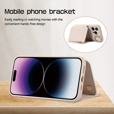 RFID Blocking Faux Leather Phone Case Wallet for iPhone 13/14/15/16