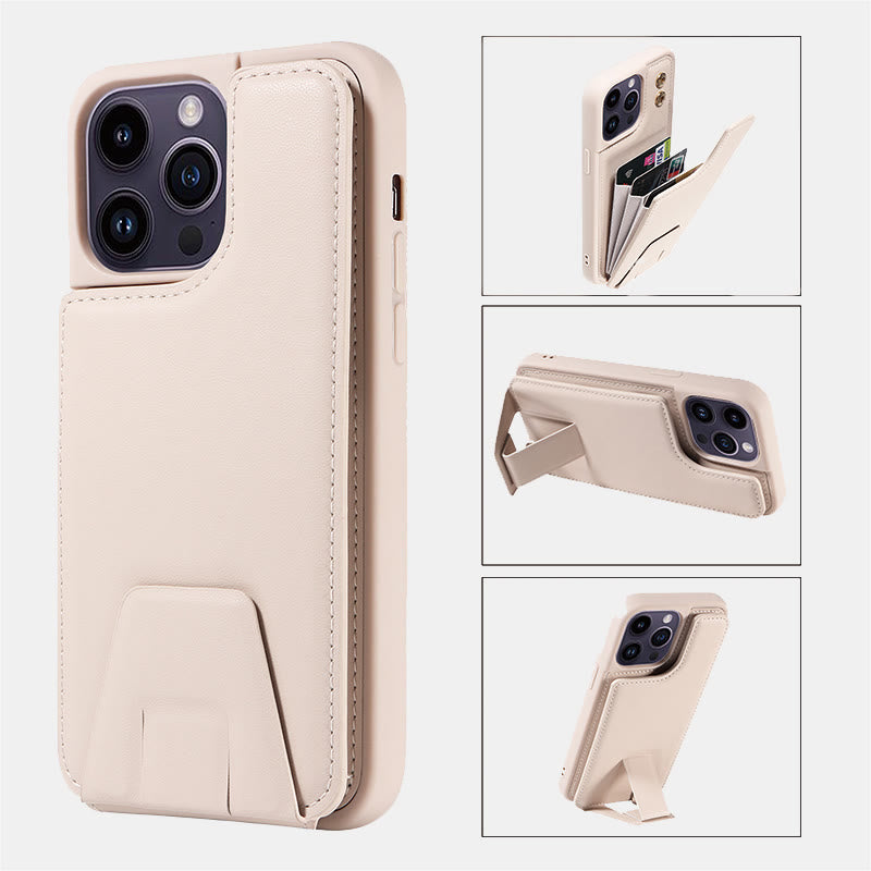 Minimalist PU Leather Phone Case Wallet for iPhone with Card Holder