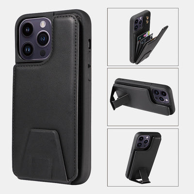 Minimalist PU Leather Phone Case Wallet for iPhone with Card Holder
