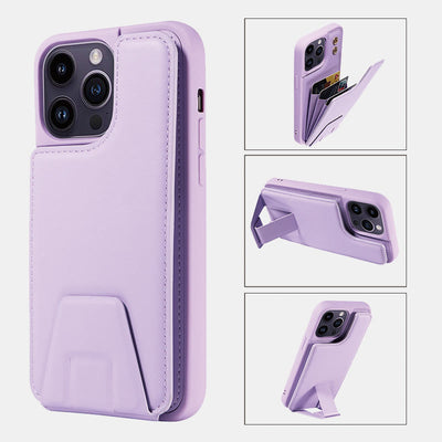 Minimalist PU Leather Phone Case Wallet for iPhone with Card Holder