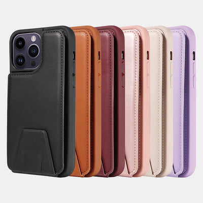 Minimalist PU Leather Phone Case Wallet for iPhone with Card Holder
