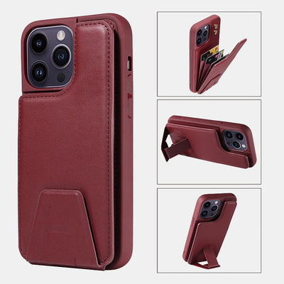 Minimalist PU Leather Phone Case Wallet for iPhone with Card Holder