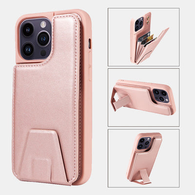 Minimalist PU Leather Phone Case Wallet for iPhone with Card Holder