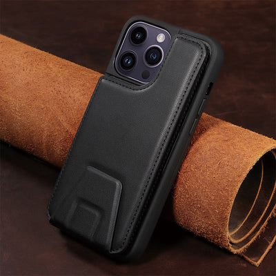 Minimalist PU Leather Phone Case Wallet for iPhone with Card Holder