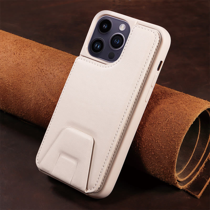 Minimalist PU Leather Phone Case Wallet for iPhone with Card Holder