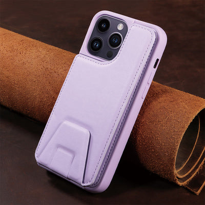 Minimalist PU Leather Phone Case Wallet for iPhone with Card Holder