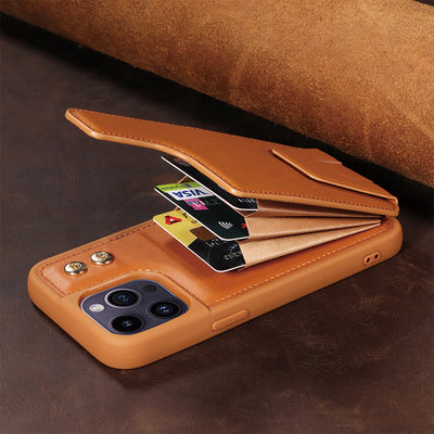 Minimalist PU Leather Phone Case Wallet for iPhone with Card Holder