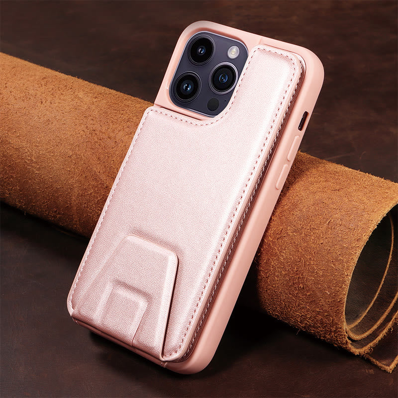 Minimalist PU Leather Phone Case Wallet for iPhone with Card Holder