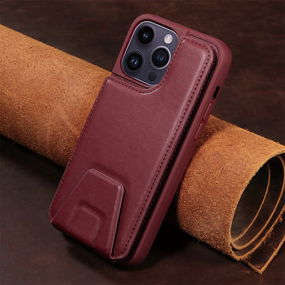 Minimalist PU Leather Phone Case Wallet for iPhone with Card Holder