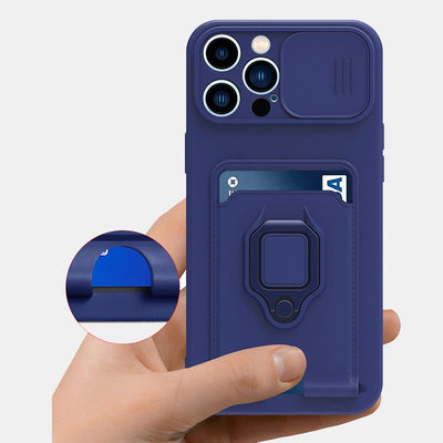 Phone Case Lanyard Case for iPhone with Card Slot Slide Camera Lens Protector