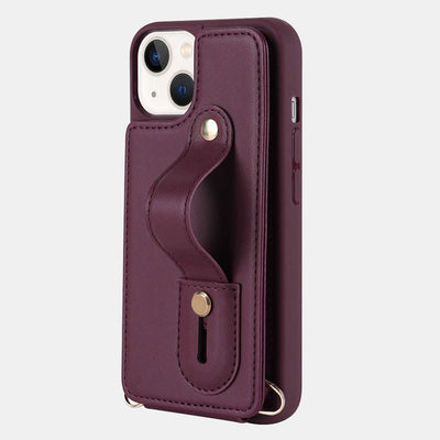 Faux Leather Phone Wallet Case for iPhone with Crossbody Strap