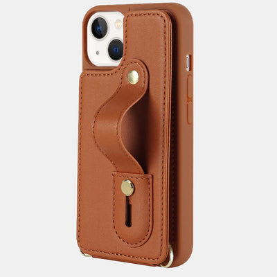 Faux Leather Phone Wallet Case for iPhone with Crossbody Strap