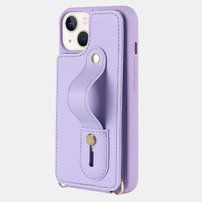 Faux Leather Phone Wallet Case for iPhone with Crossbody Strap