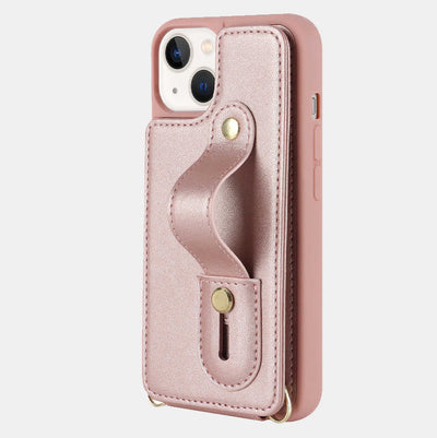 Faux Leather Phone Wallet Case for iPhone with Crossbody Strap