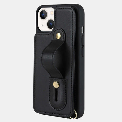 Faux Leather Phone Wallet Case for iPhone with Crossbody Strap