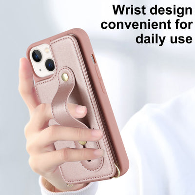 Faux Leather Phone Wallet Case for iPhone with Crossbody Strap