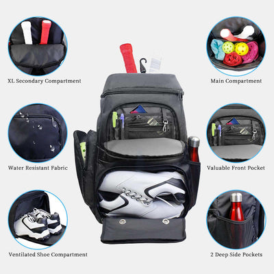 Tennis Bag Functional Sports Backpack with Shoe Compartment