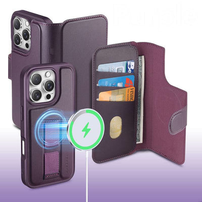 RFID Blocking Magnetic Phone Case Wallet for iPhone with Card Holder
