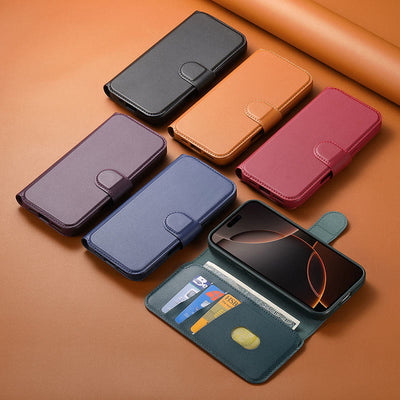 RFID Blocking Magnetic Phone Case Wallet for iPhone with Card Holder