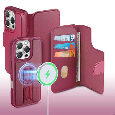 RFID Blocking Magnetic Phone Case Wallet for iPhone with Card Holder