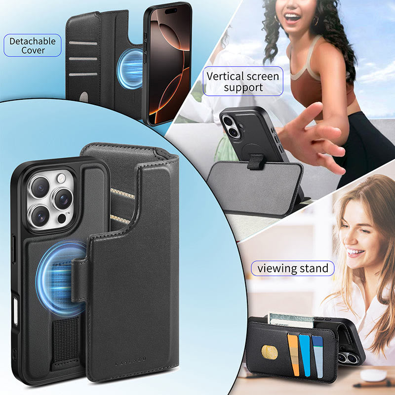 RFID Blocking Magnetic Phone Case Wallet for iPhone with Card Holder