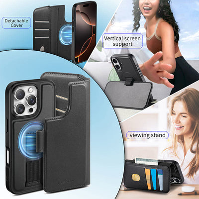 RFID Blocking Magnetic Phone Case Wallet for iPhone with Card Holder