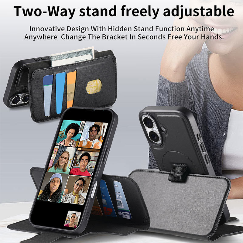 RFID Blocking Magnetic Phone Case Wallet for iPhone with Card Holder