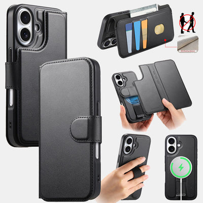 RFID Blocking Magnetic Phone Case Wallet for iPhone with Card Holder