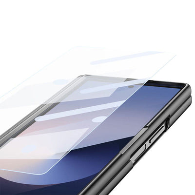 Lychee Leather Samsung Z Fold Phone Case with S-Pen Slot Screen Protector