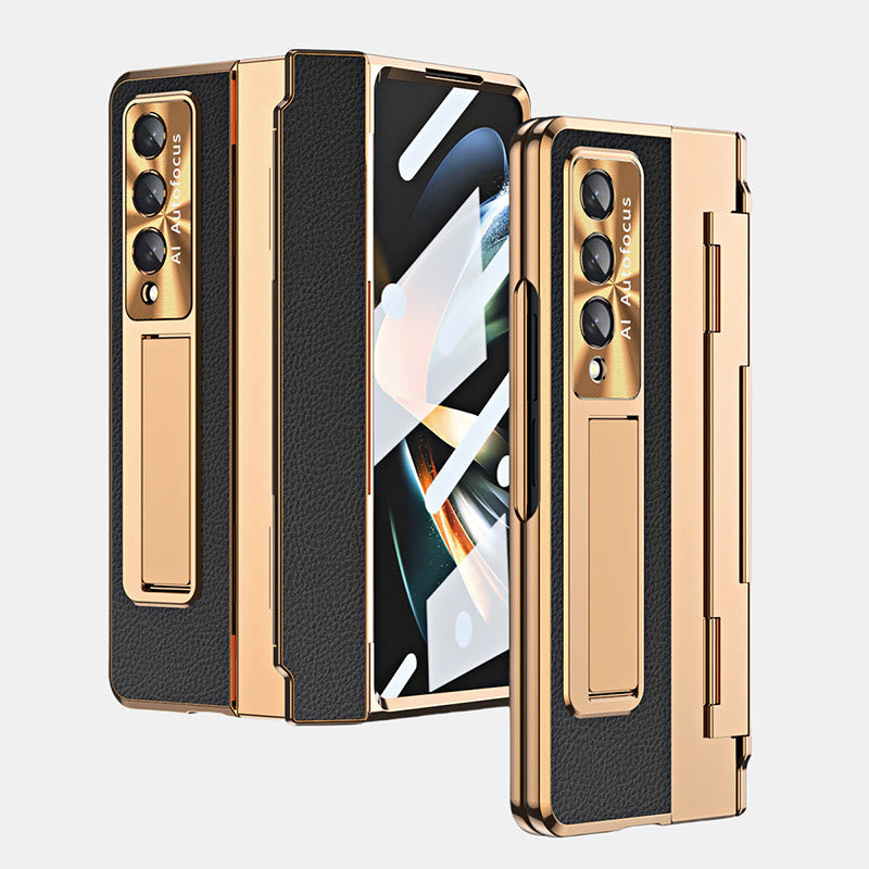 Luxury Leather Phone Case for Samsung Z Fold 3/4/5/6 Full Body Hinge Protection