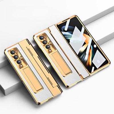 Luxury Leather Phone Case for Samsung Z Fold 3/4/5/6 Full Body Hinge Protection