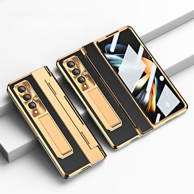 Luxury Leather Phone Case for Samsung Z Fold 3/4/5/6 Full Body Hinge Protection