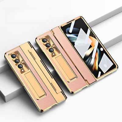 Luxury Leather Phone Case for Samsung Z Fold 3/4/5/6 Full Body Hinge Protection