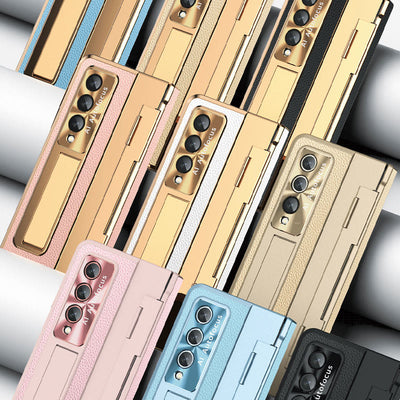 Luxury Leather Phone Case for Samsung Z Fold 3/4/5/6 Full Body Hinge Protection
