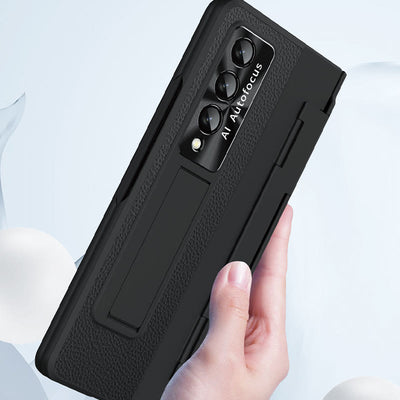 Luxury Leather Phone Case for Samsung Z Fold 3/4/5/6 Full Body Hinge Protection
