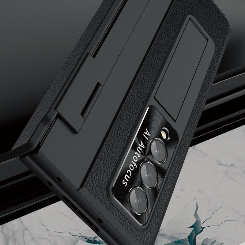 Luxury Leather Phone Case for Samsung Z Fold 3/4/5/6 Full Body Hinge Protection