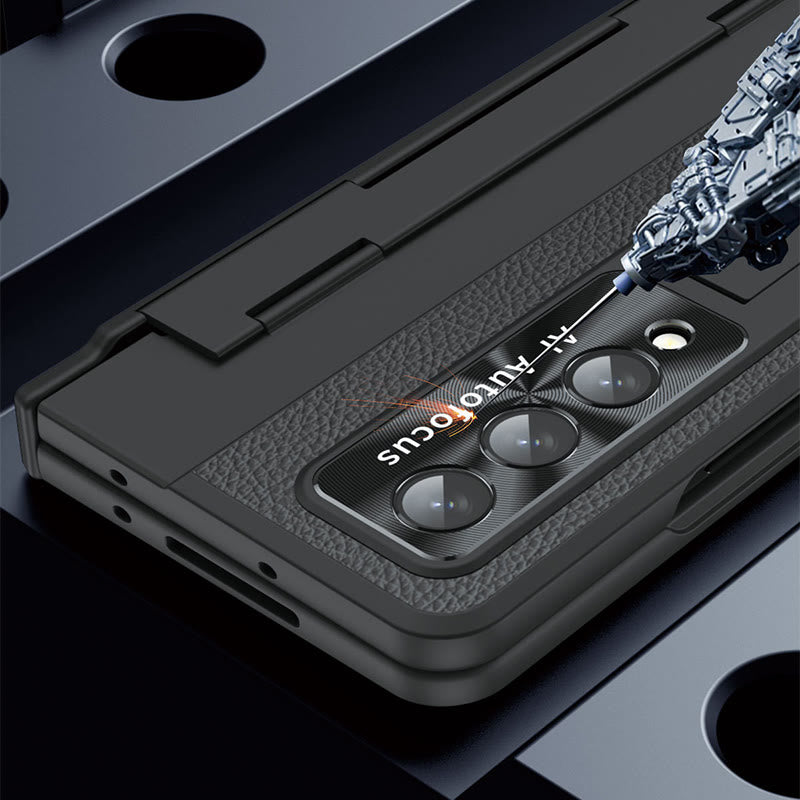 Luxury Leather Phone Case for Samsung Z Fold 3/4/5/6 Full Body Hinge Protection