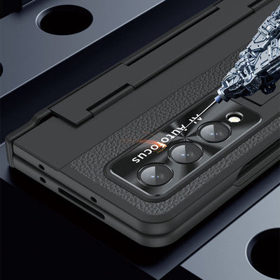 Luxury Leather Phone Case for Samsung Z Fold 3/4/5/6 Full Body Hinge Protection