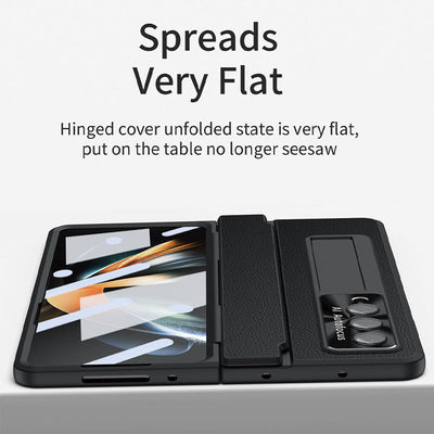 Luxury Leather Phone Case for Samsung Z Fold 3/4/5/6 Full Body Hinge Protection