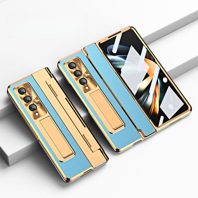 Luxury Leather Phone Case for Samsung Z Fold 3/4/5/6 Full Body Hinge Protection