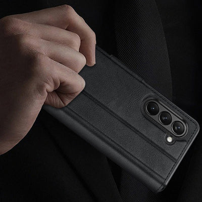 Faux Leather Phone Case for Galaxy Z Fold 2/3/4/5/6/7 with Kickstand Hinge Prctection - image 5