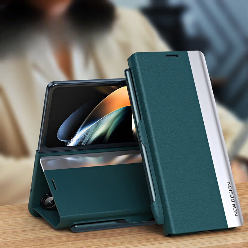 Premier Leather Phone Case Magnetic Cover for Galaxy Z Fold with S-Pen Slot