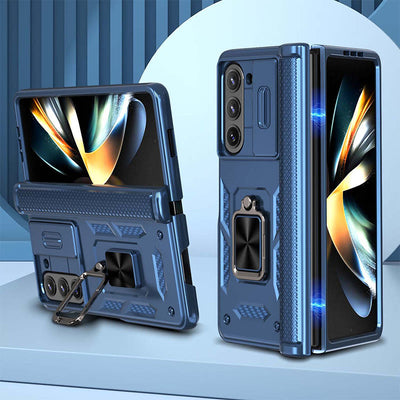 Shockproof Protective Phone Case for Z Fold 5/6/7 with Camera Cover Kickstand - Blue - Samsung Z Fold 5 - image 9