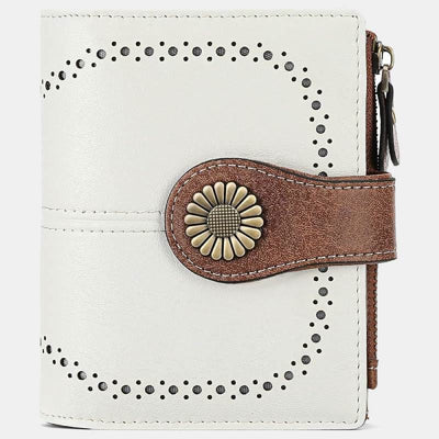 RFID Blocking Trifold Leather Wallet with Zipper Pocket ID Windows