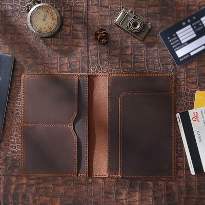 Ultra Thin Passport Holder For Suitcase Genuine Leather Passport Cover