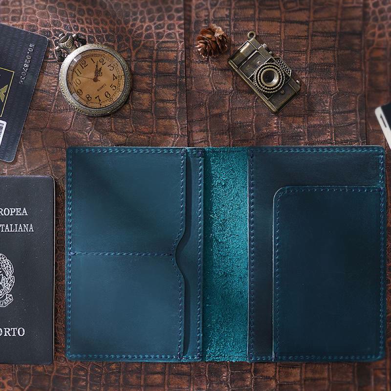 Ultra Thin Passport Holder For Suitcase Genuine Leather Passport Cover